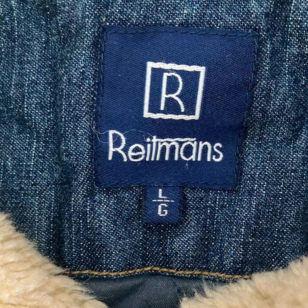 Reitmans sherling (faux) Denim Jacket with Cream Lining size large women’s - Picture 2 of 16